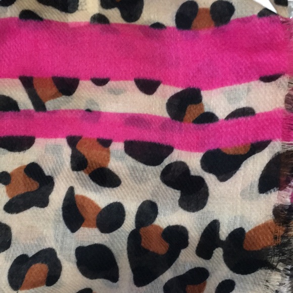 NWT Cheetah Pink Stripe Leopard Print Scarf/Sarong Wrap Cover Up - Picture 2 of 2